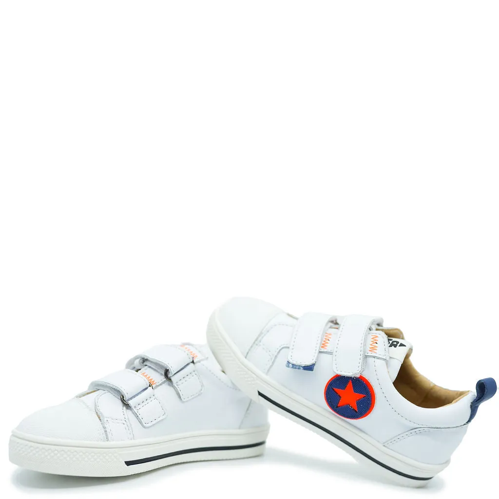 Acebos White and Blue Velcro Sneaker