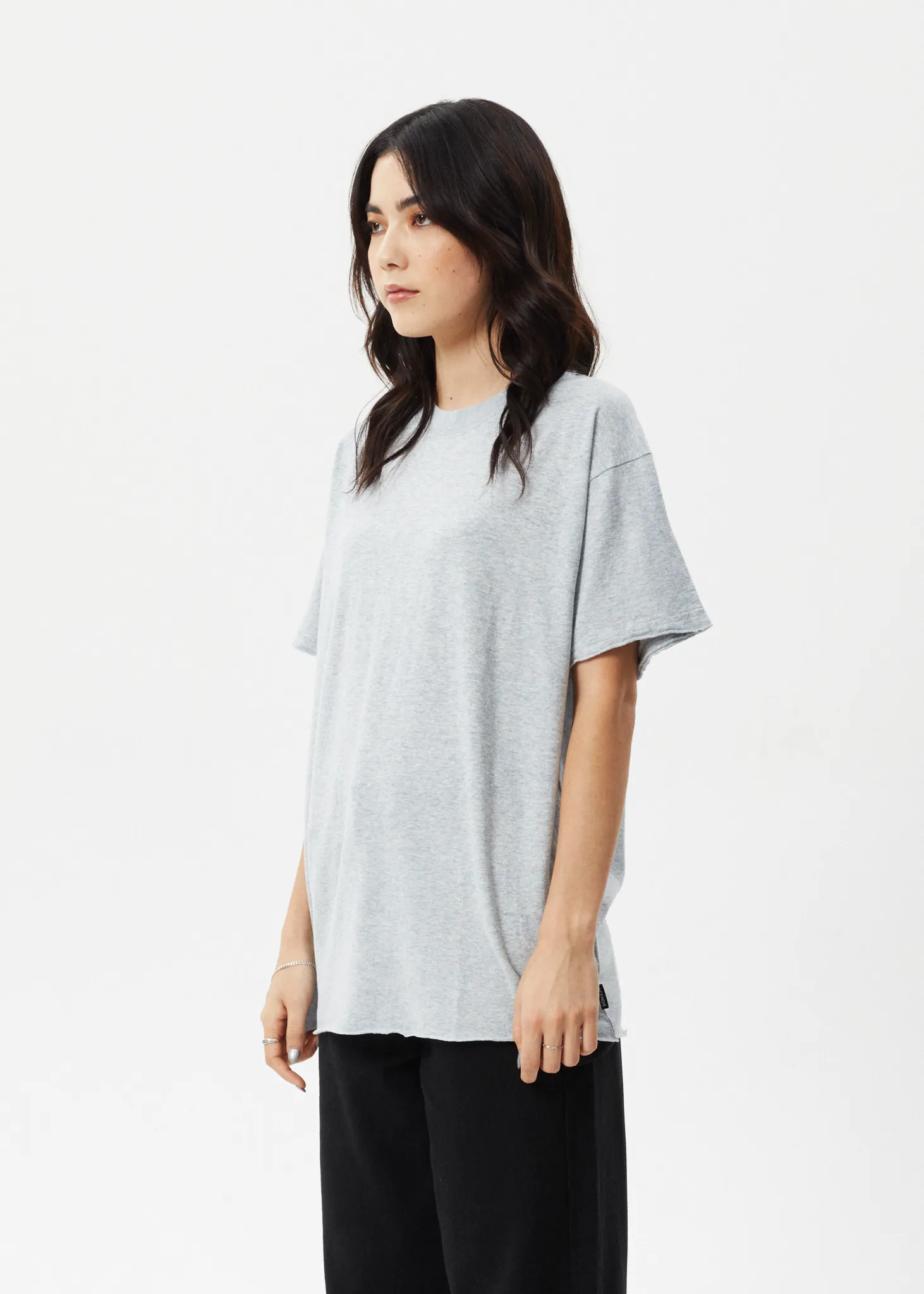 AFENDS Womens Slay - Oversized Tee - Shadow Grey Marle