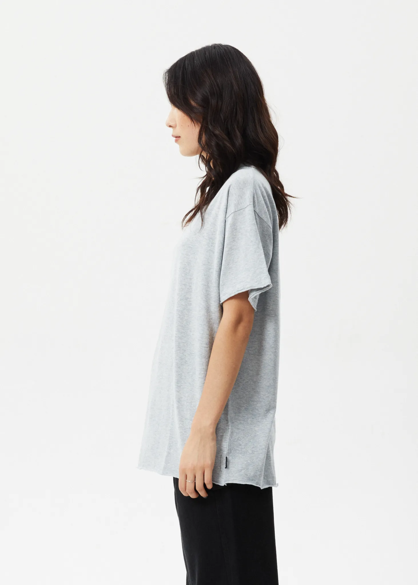 AFENDS Womens Slay - Oversized Tee - Shadow Grey Marle