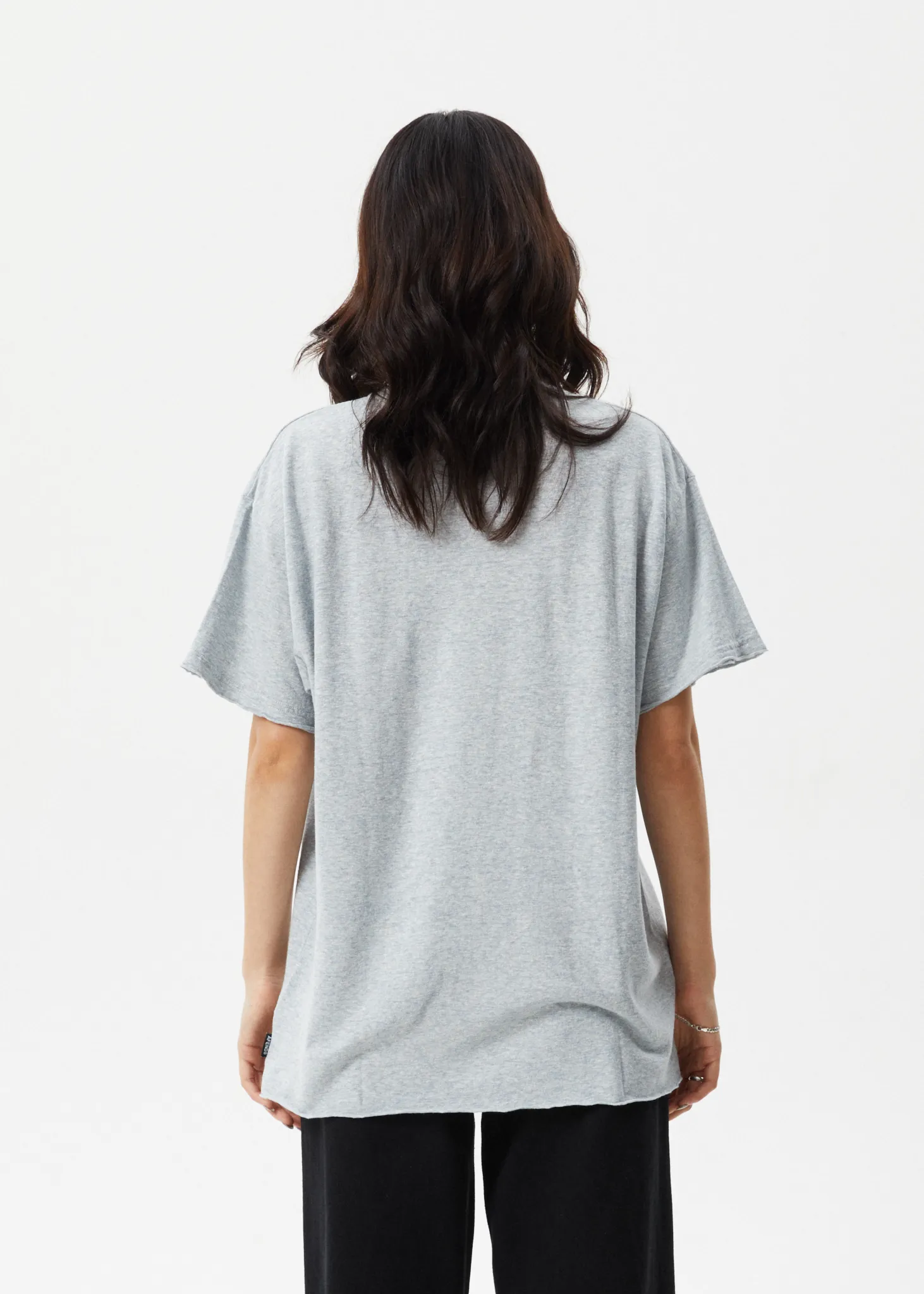 AFENDS Womens Slay - Oversized Tee - Shadow Grey Marle