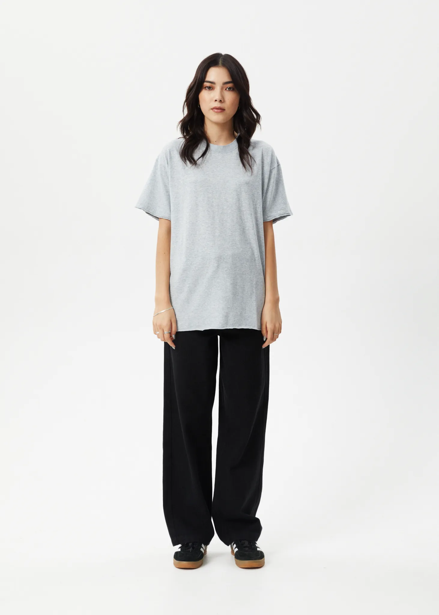 AFENDS Womens Slay - Oversized Tee - Shadow Grey Marle