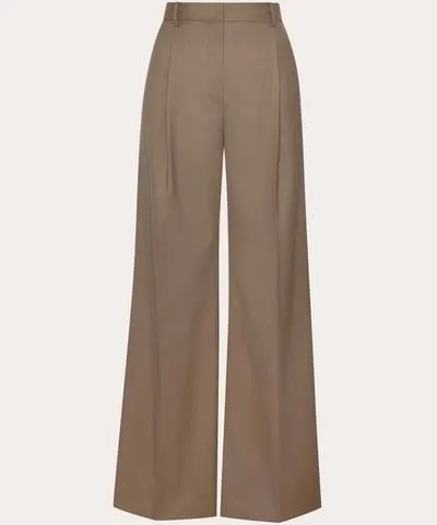 Argent Women's Pleated Stretch-Wool Wide-Leg Pants