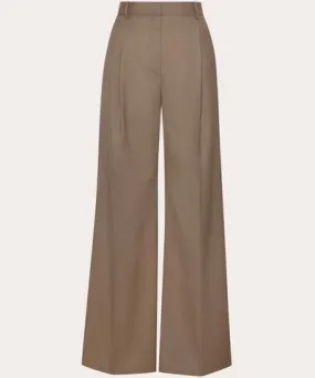 Argent Women's Pleated Stretch-Wool Wide-Leg Pants