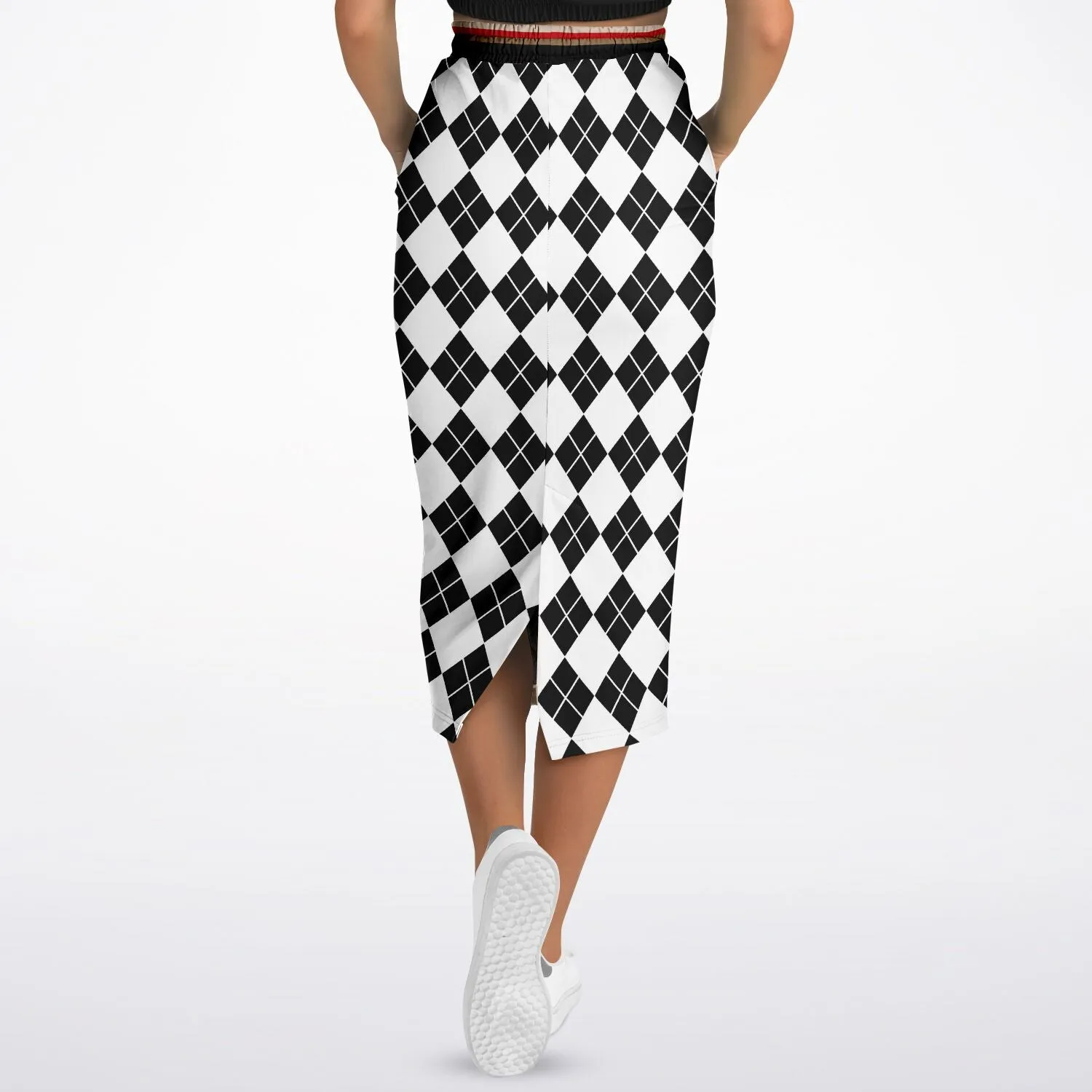 Argyle Me Eco-Poly Long Pocket Skirt - Black