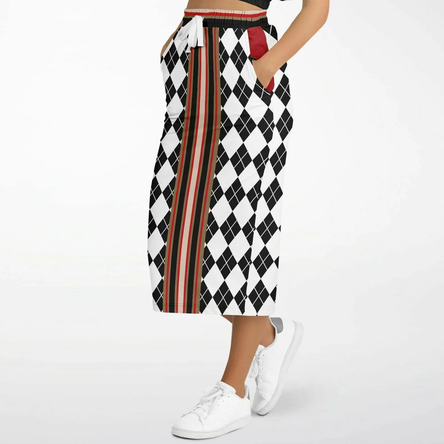 Argyle Me Eco-Poly Long Pocket Skirt - Black