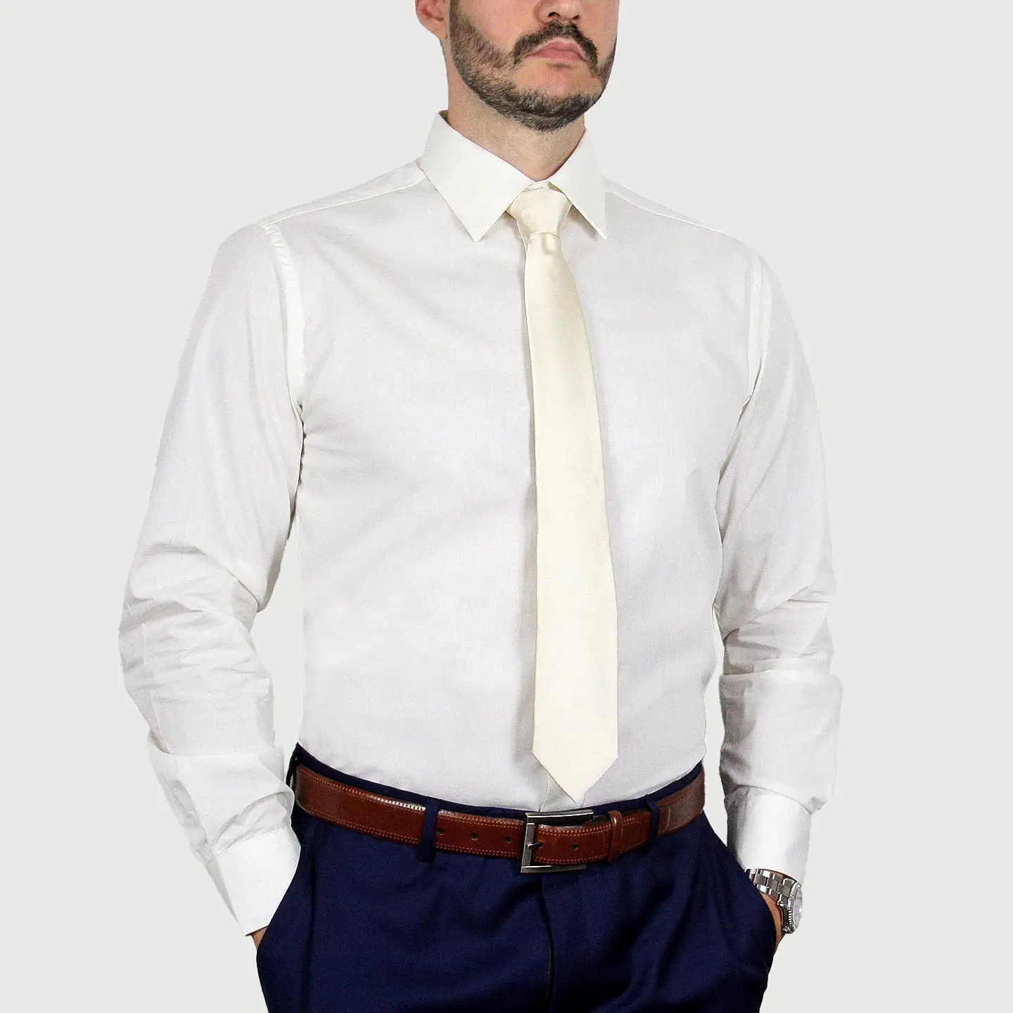 ARTURO Modern Fit Long Sleeve Ivory Dress Shirt (4X to 6X)