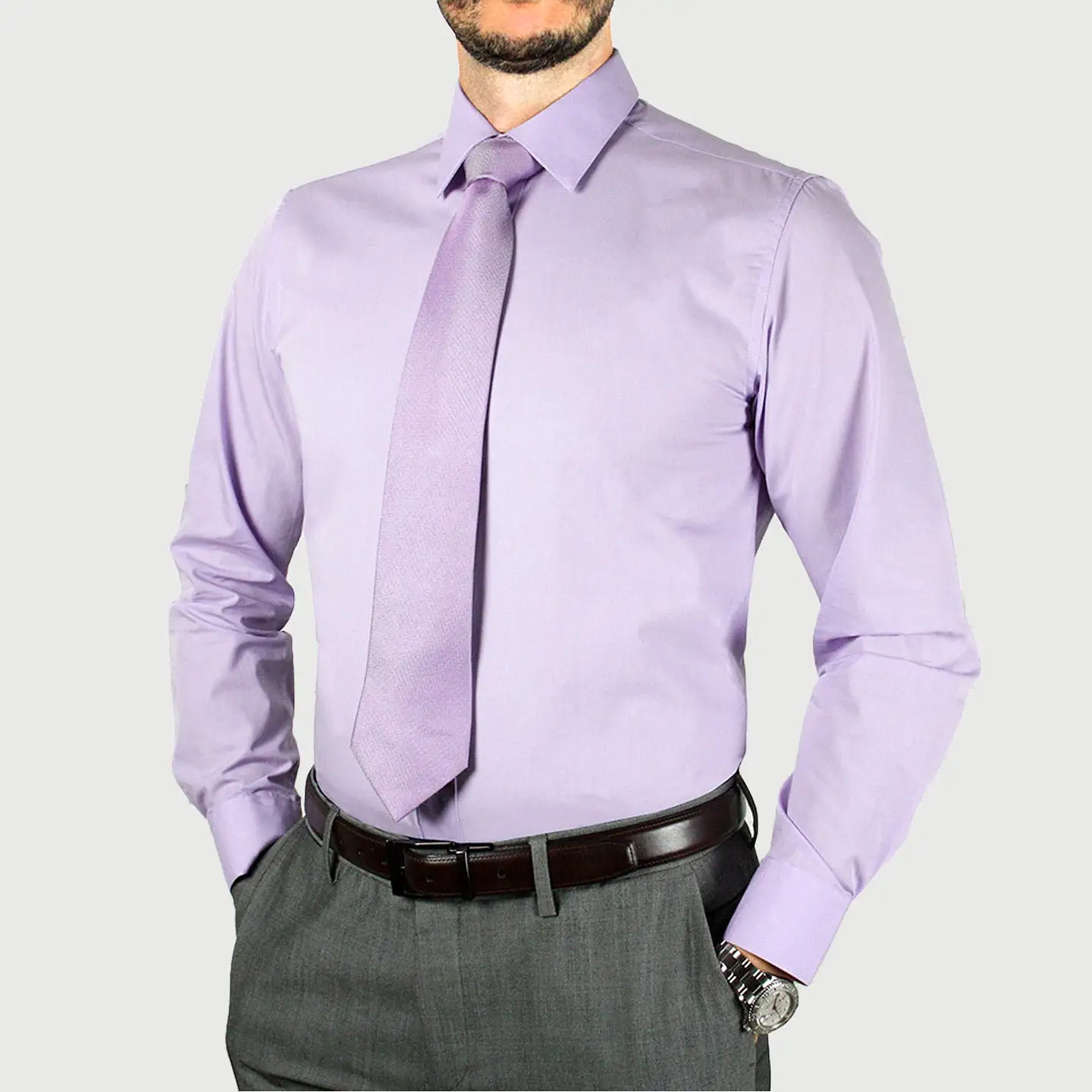 ARTURO Modern Fit Long Sleeve Lilac Dress Shirt