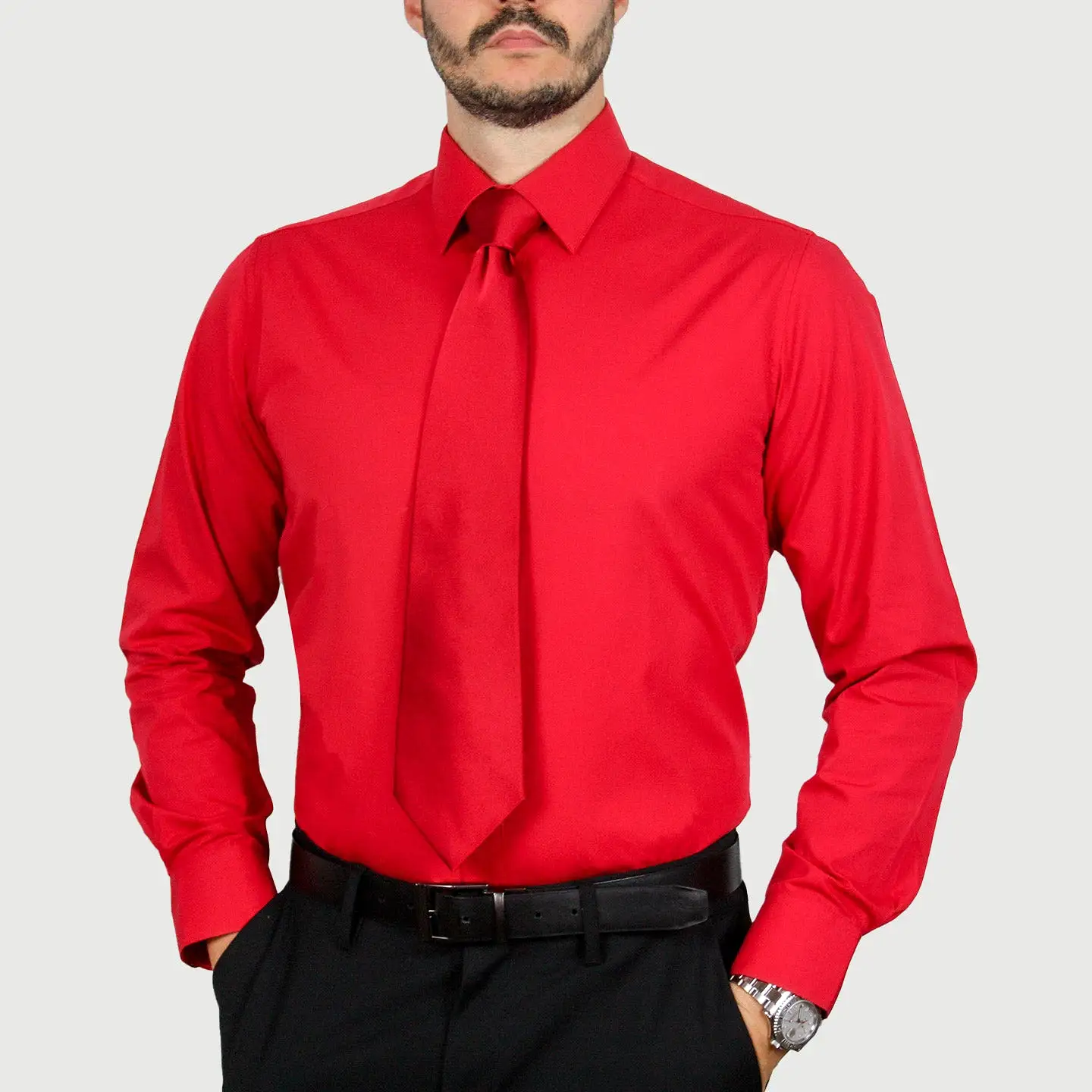 ARTURO Modern Fit Long Sleeve Red Dress Shirt