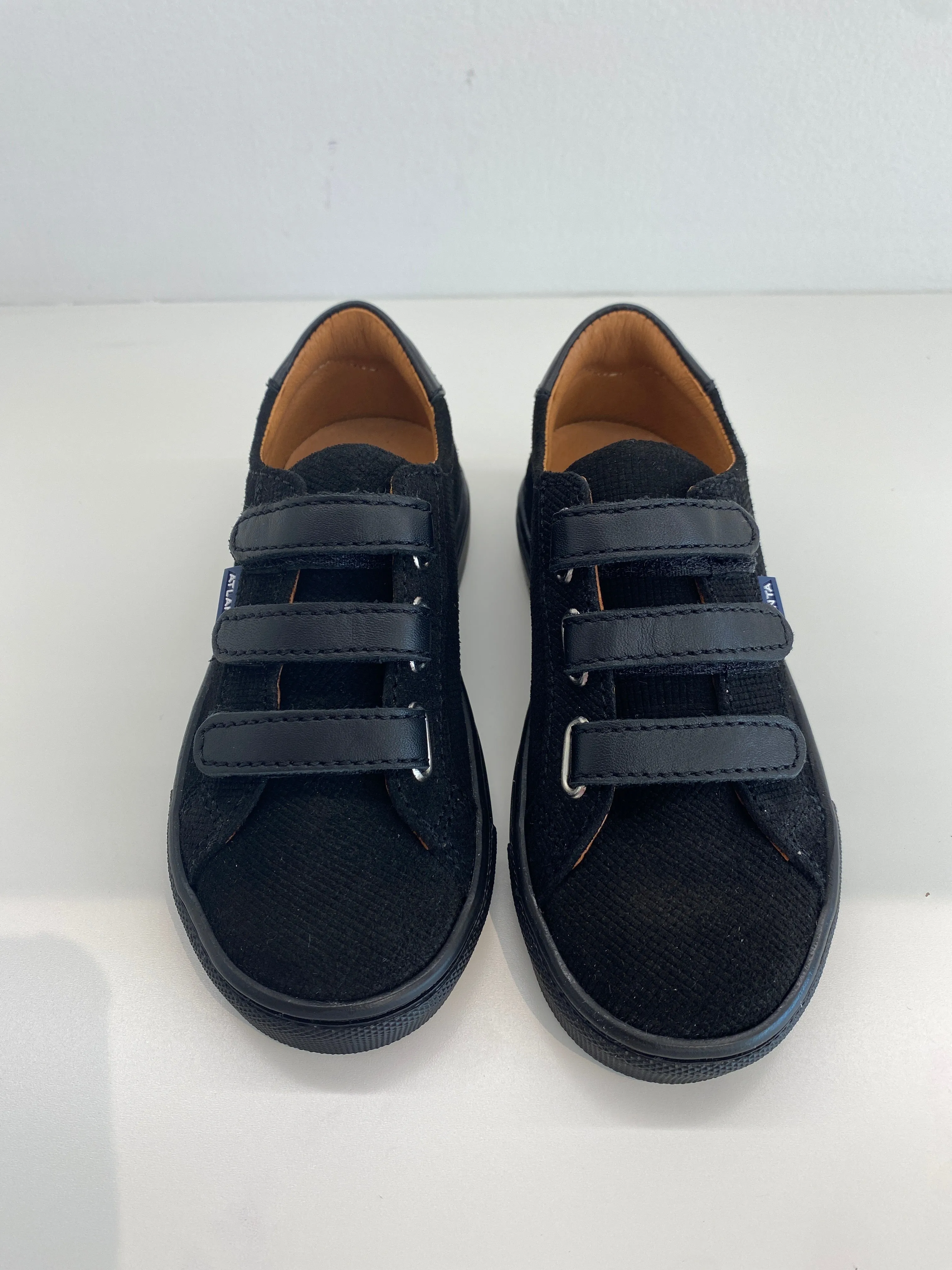 Atlanta Mocassin Black Twill Velcro Sneaker