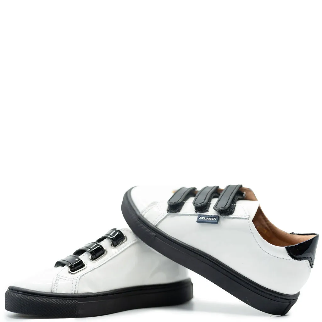 Atlanta Mocassin White and Black Patent Sneaker