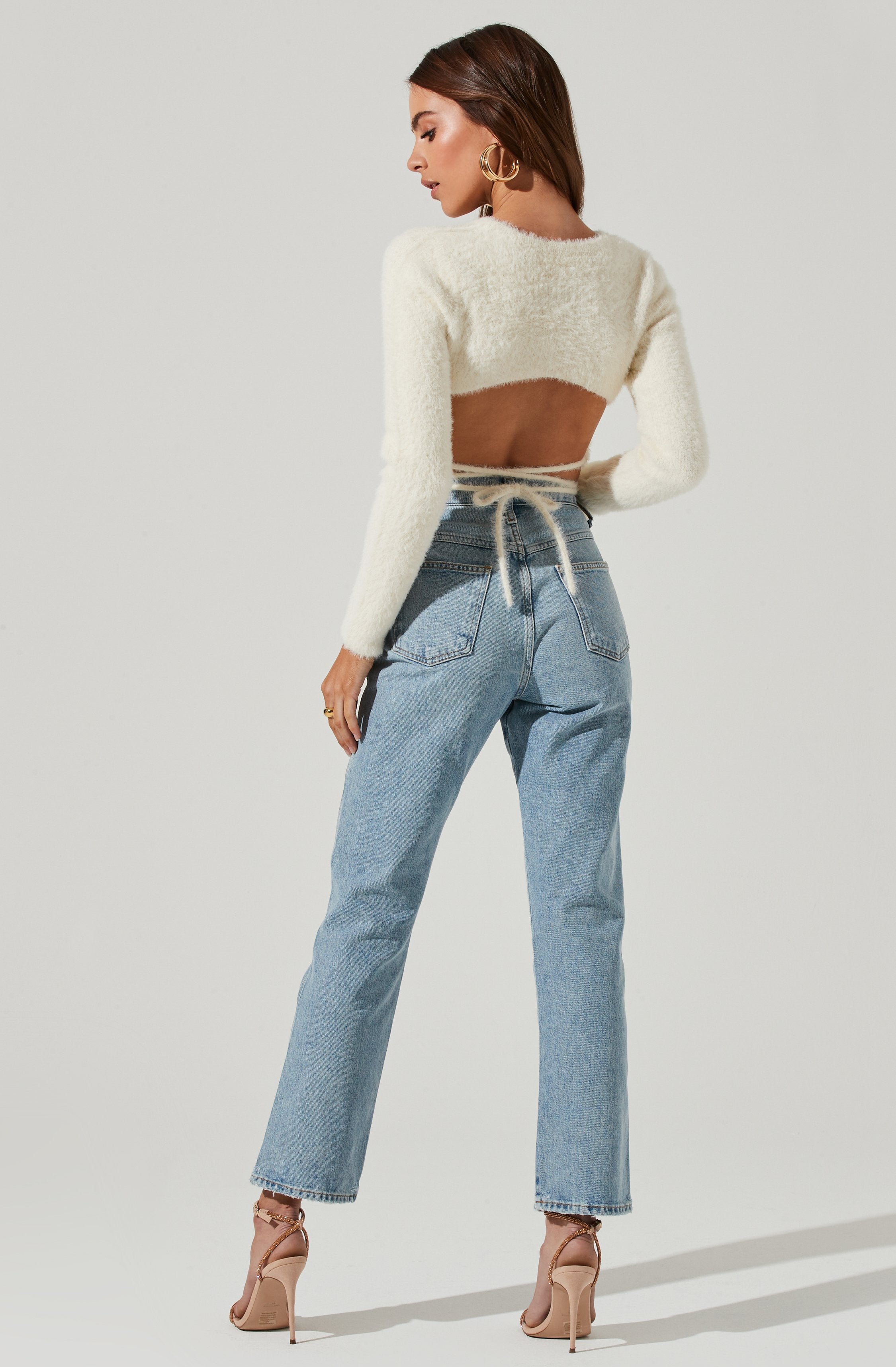 Back Cutout Tie Waist Sweater