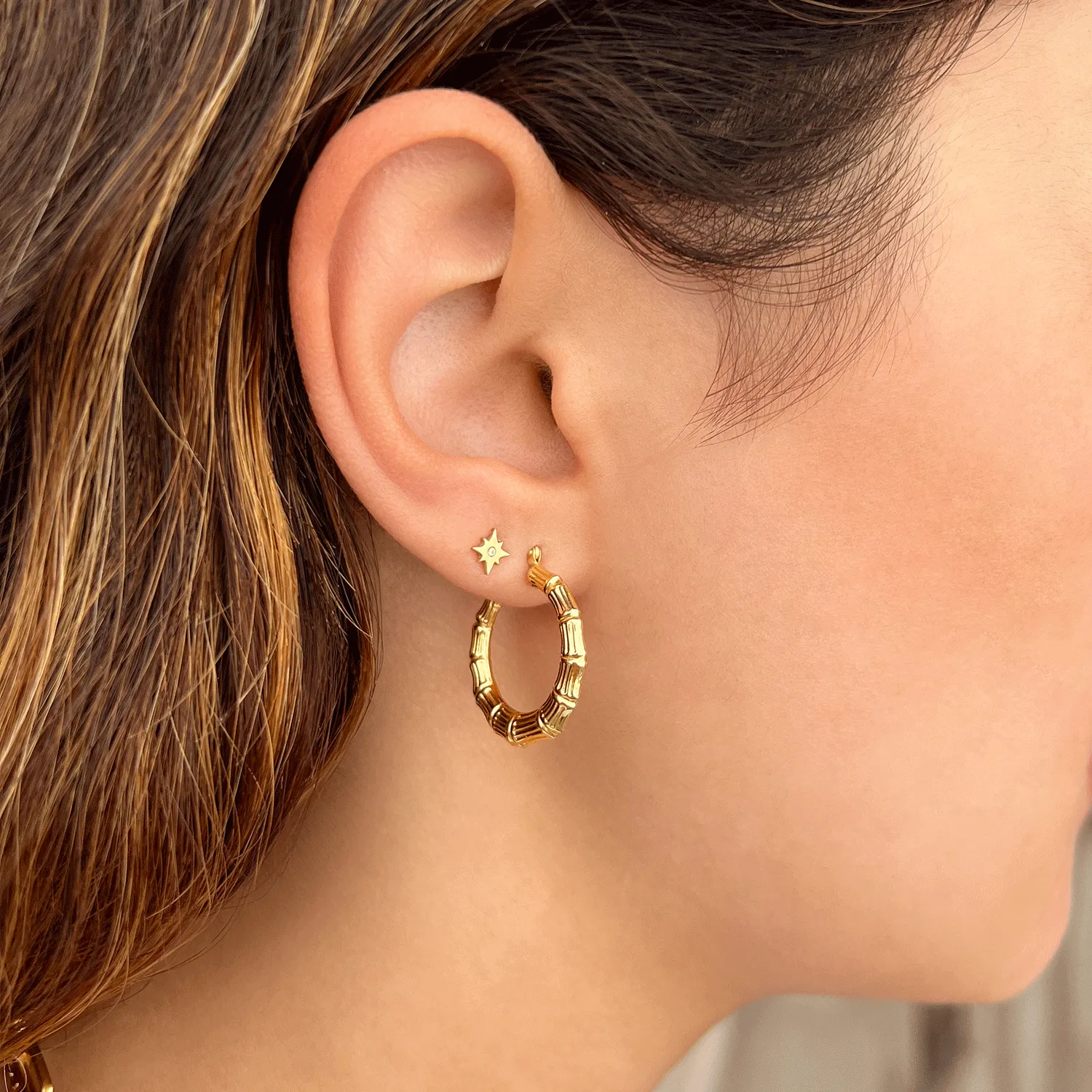 Bamboo Hoop Earrings