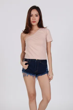 Basic Sleeve Toga Top In Beige