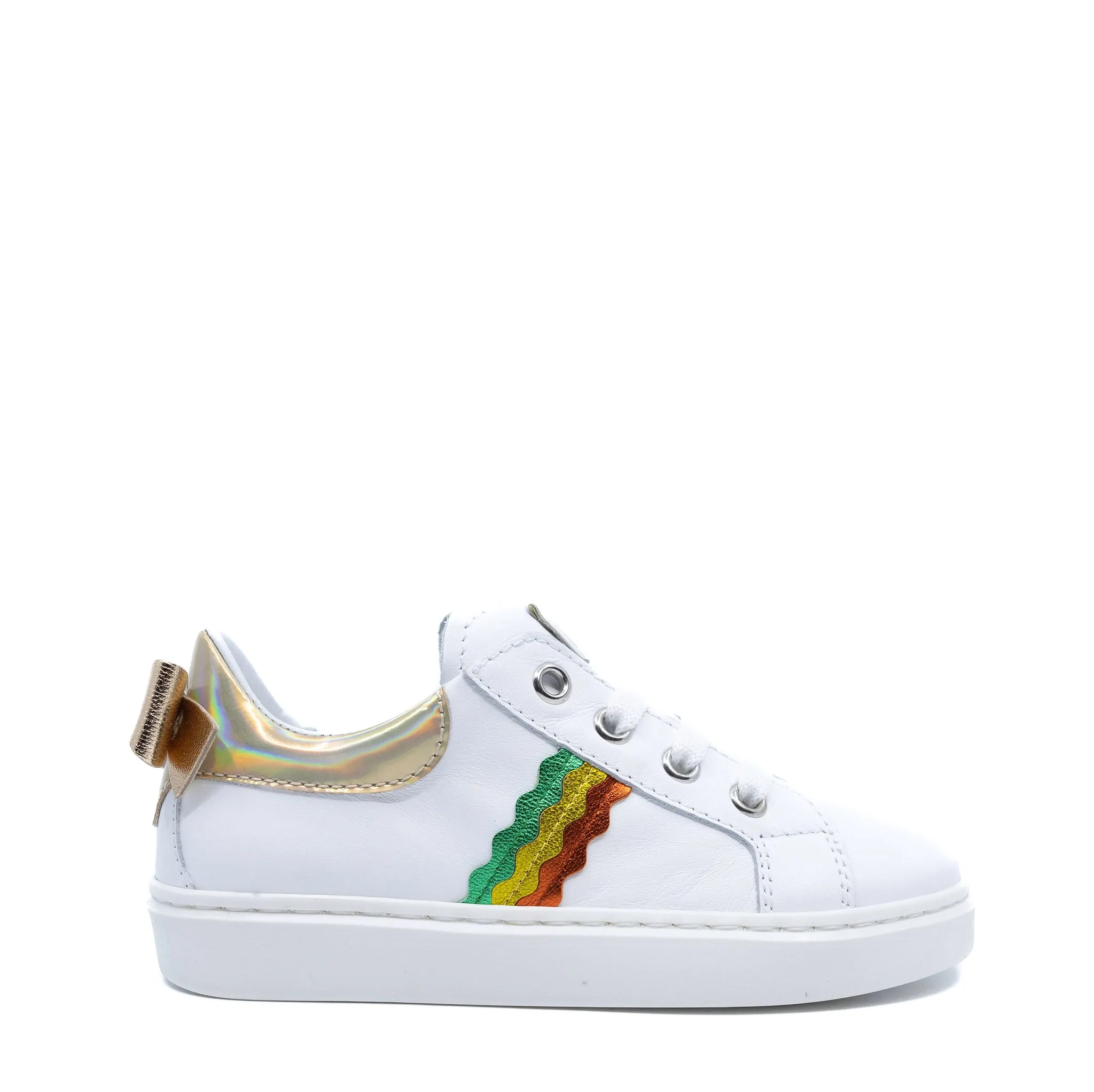 Beberlis White and Metallic Stripe Sneaker