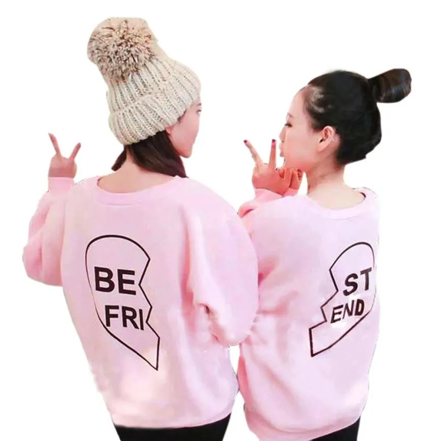 Best Friends Women Sweatshirt Printed Loose Women Hoodies Sweatshirts Long Sleeve Friendship Pullovers Ropa Deportiva Mujer#B12 