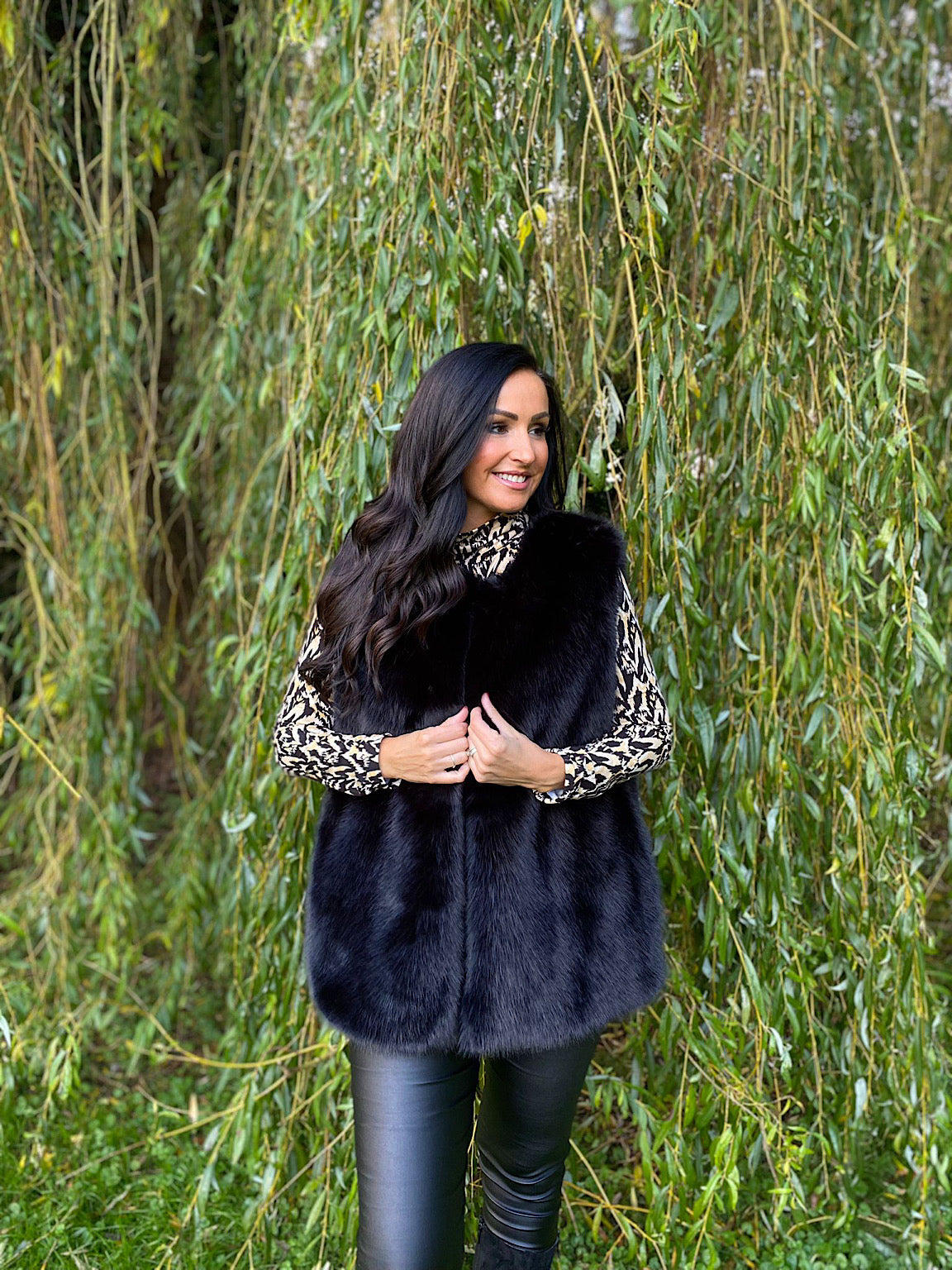 Black Faux Fur Lined Gilet