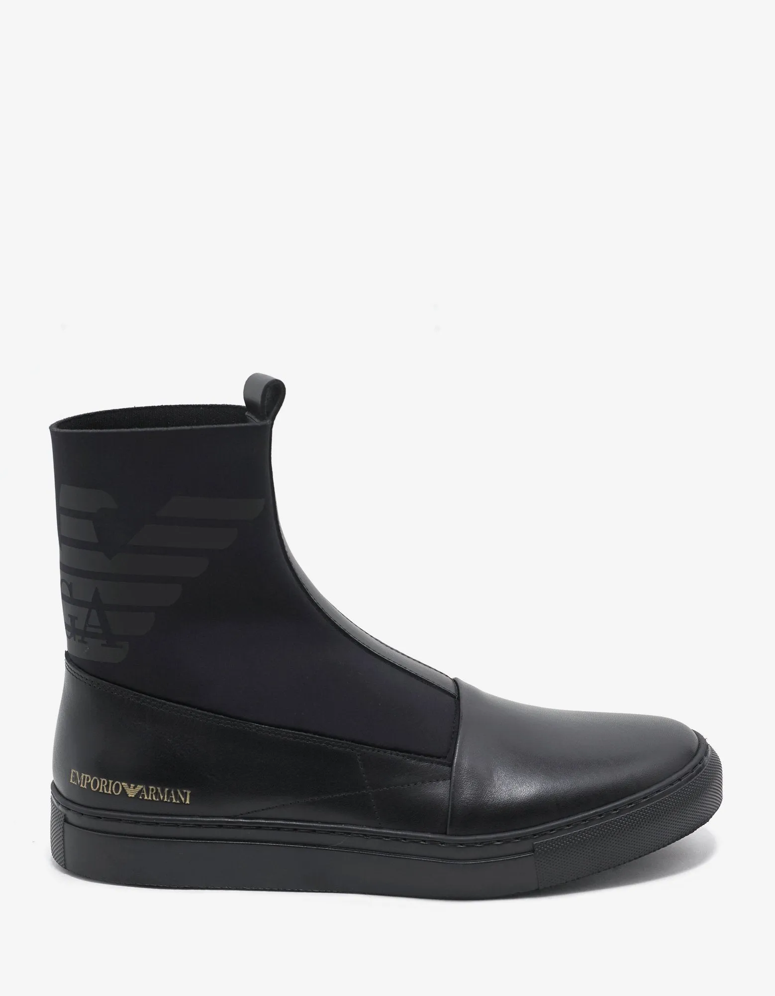 Black Leather & Neoprene Boots