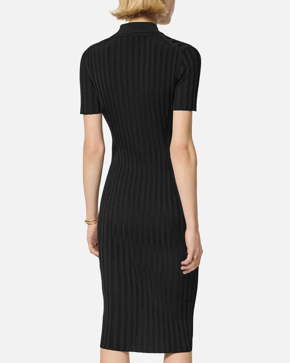 Black Ribbed Midi Dress