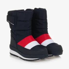 Boys Navy Blue & Red Snow Boots