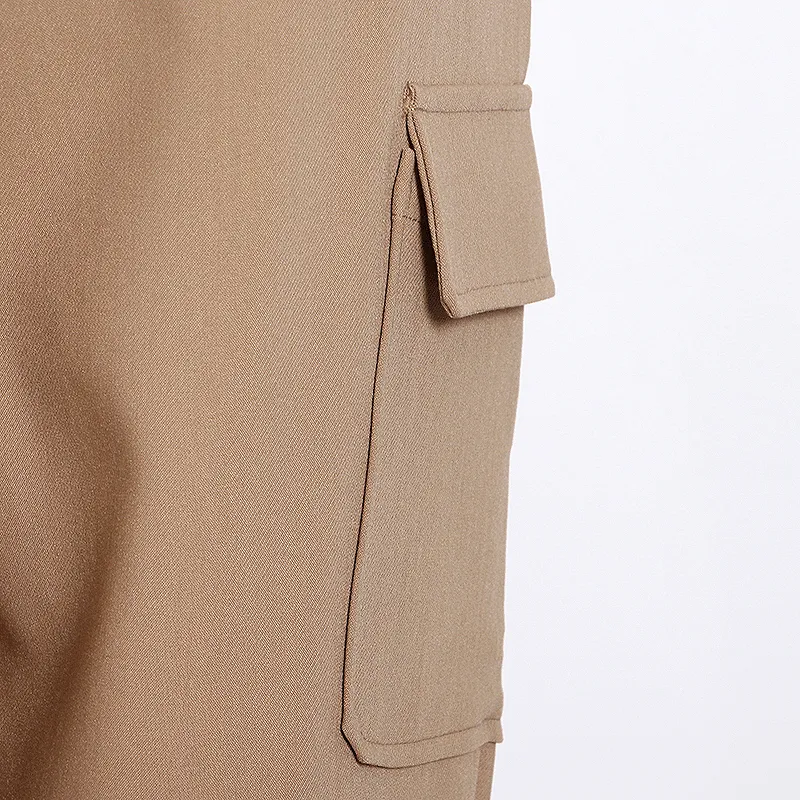 Brown Luxury Golden Chain Zippered Cargo Pants