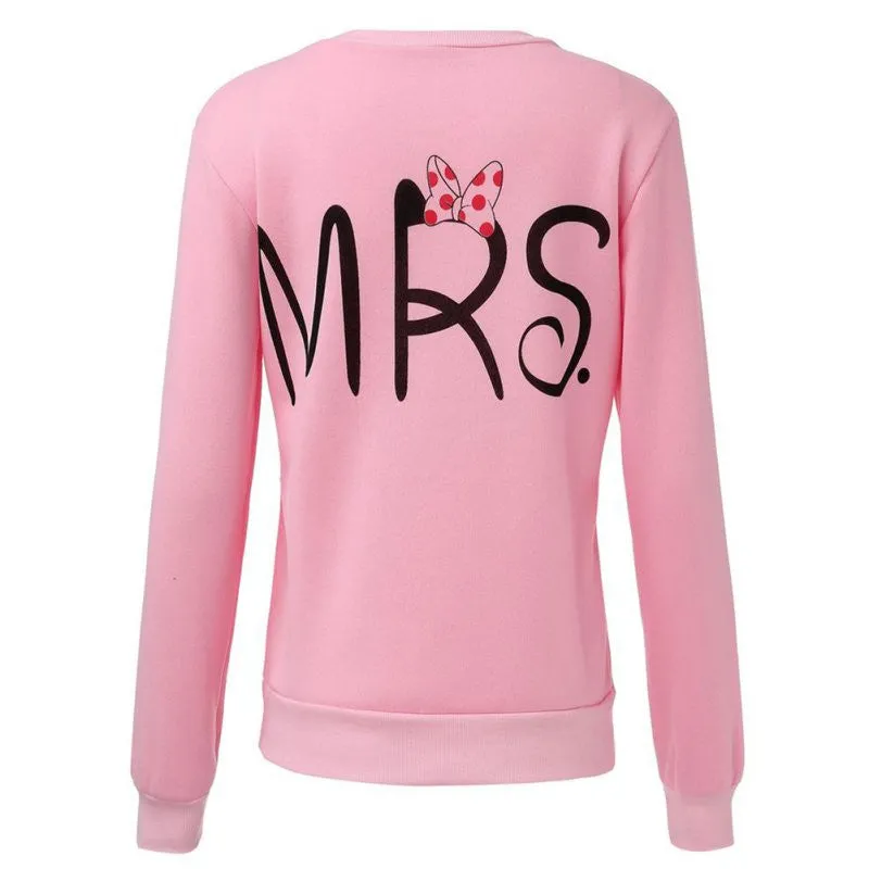 Casual Long Sleeve Tops Mr Mrs Printed Pullover Hoodies Couples Lovers Sweatshirt Men Women Plus Size SM6