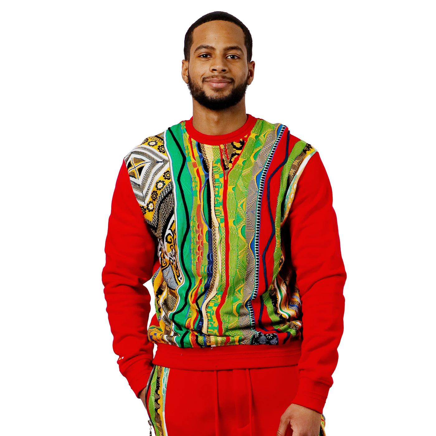 COOGI Sweater Pieced Fleece Crew - Red