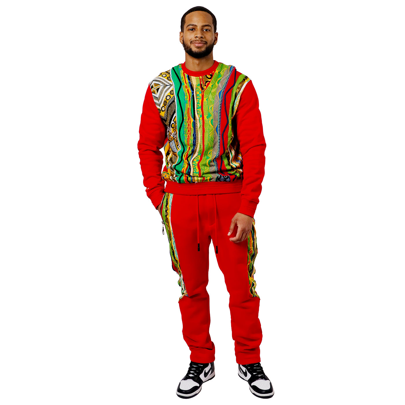 COOGI Sweater Pieced Fleece Crew - Red