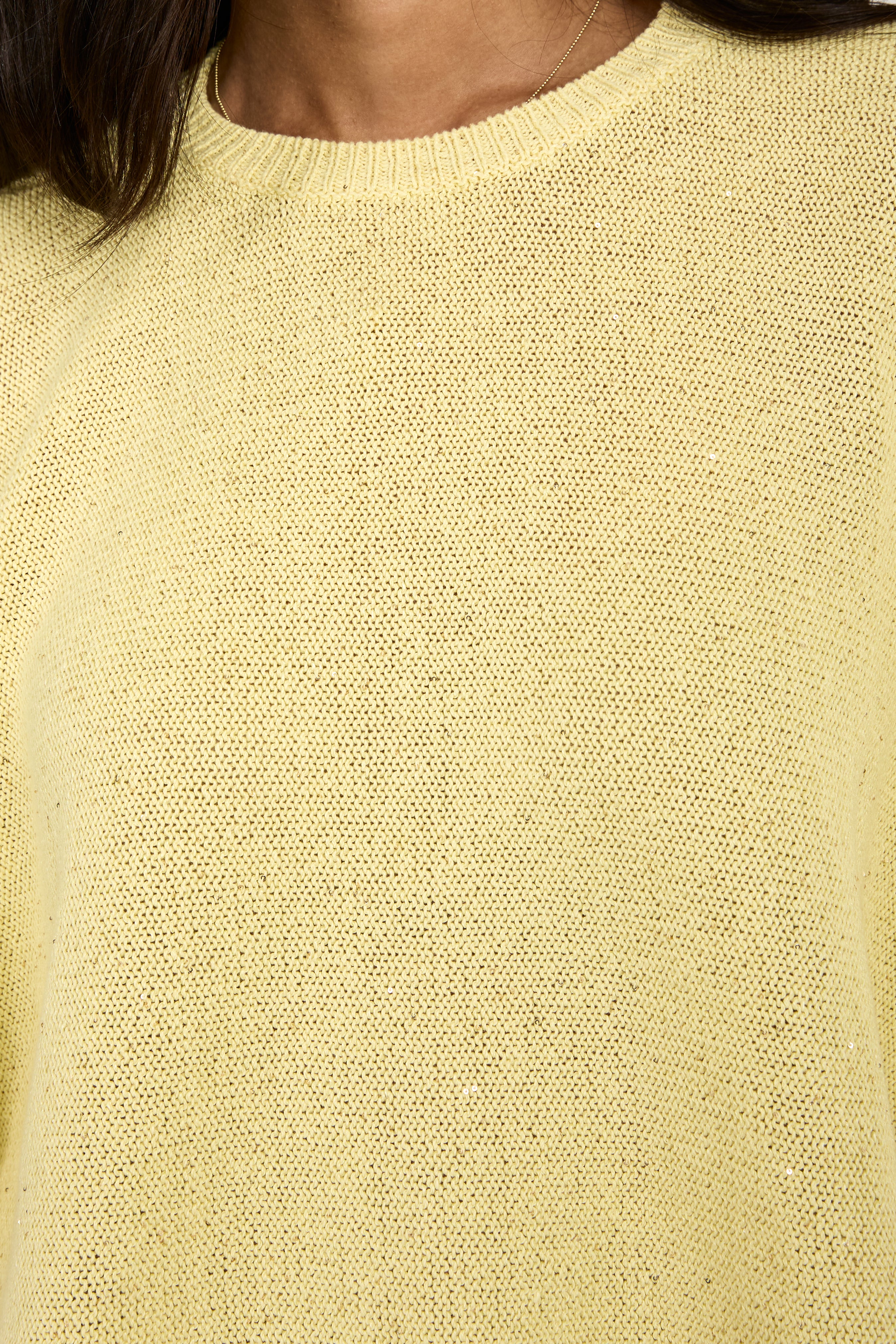 Cotton Linen Cape Sweater with Sequins in Yellow