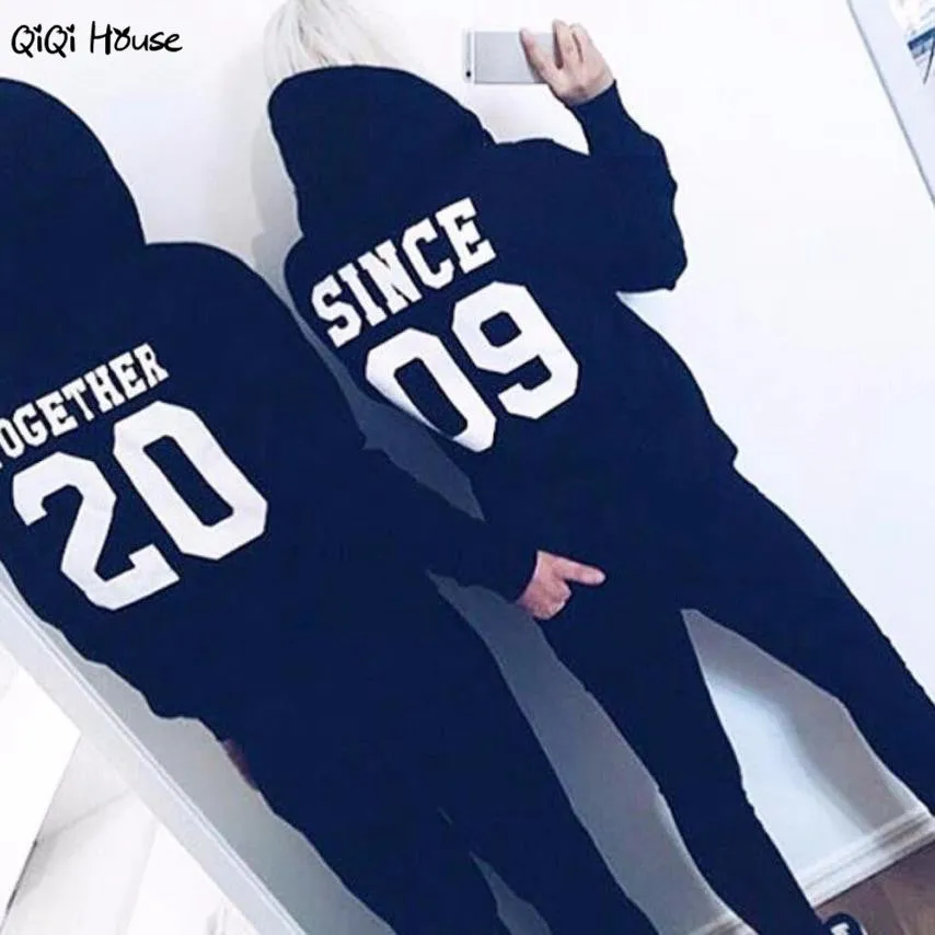 Couple Sweatshirts Print SINCE TOGETHER Sweety Lover Loose Women Hoodies Sweatshirts Autumn Pullover Moletom Com Capuz#C126 SM6