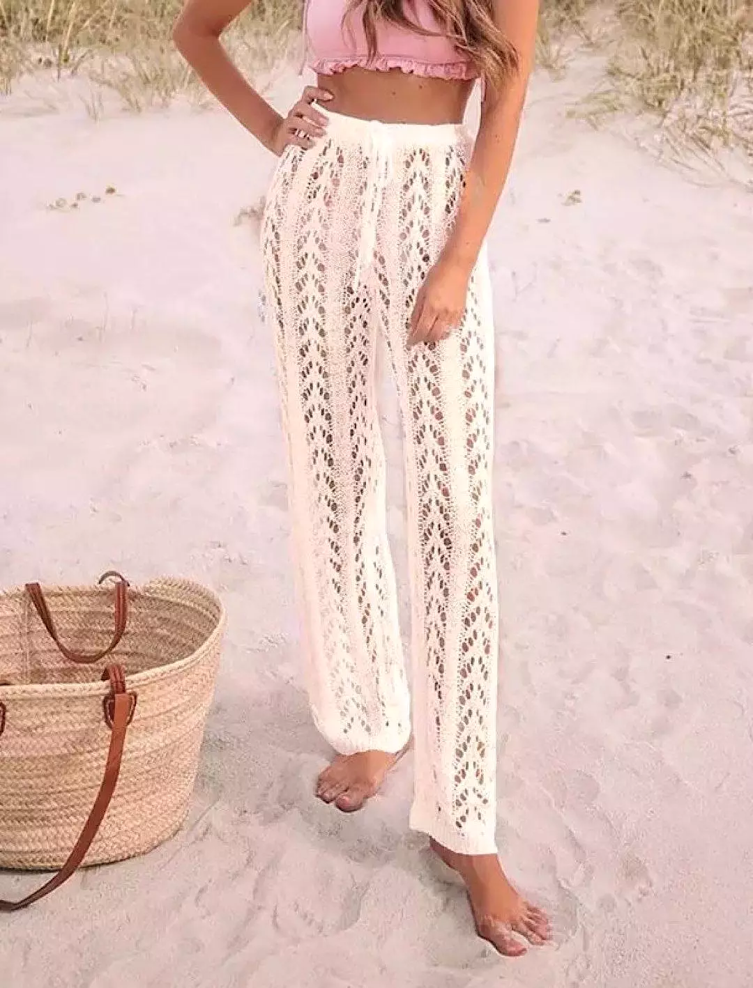 Crochet High Waist Beach Pants