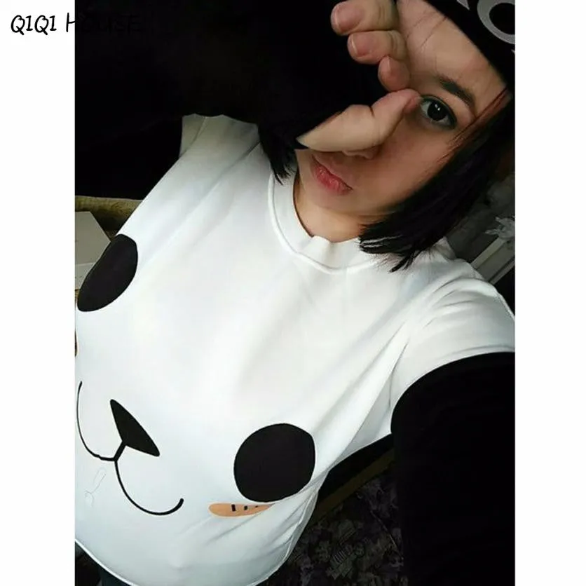 Cute Sweatshirts Long Sleeve Panda Patchwork Loose Sweatshirts Basic Autumn Pullovers Moletom Kawaii#C922 SM6