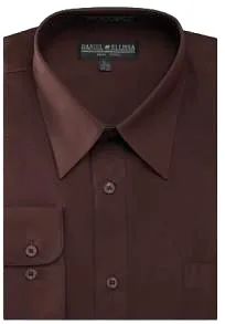 DANIEL ELLISSA BASIC DRESS SHIRT W/ CONVERTIBLE CUFF DS3001 DARK BROWN