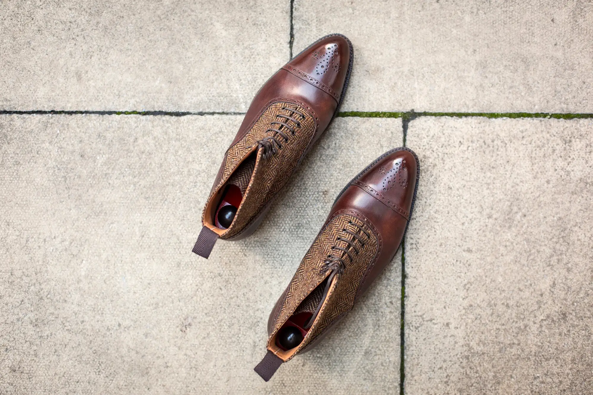 David - MTO - Walnut Museum Calf / Gold Tweed - SEA Last - Double City Rubber Sole