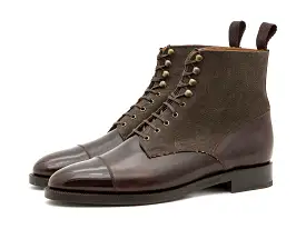 Delridge - MTO - Dark Brown Museum Calf / Military Canvas - TMG Last - Double Leather Sole