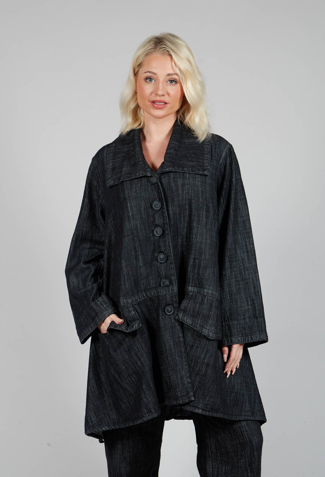 Denim Style Coat in Black