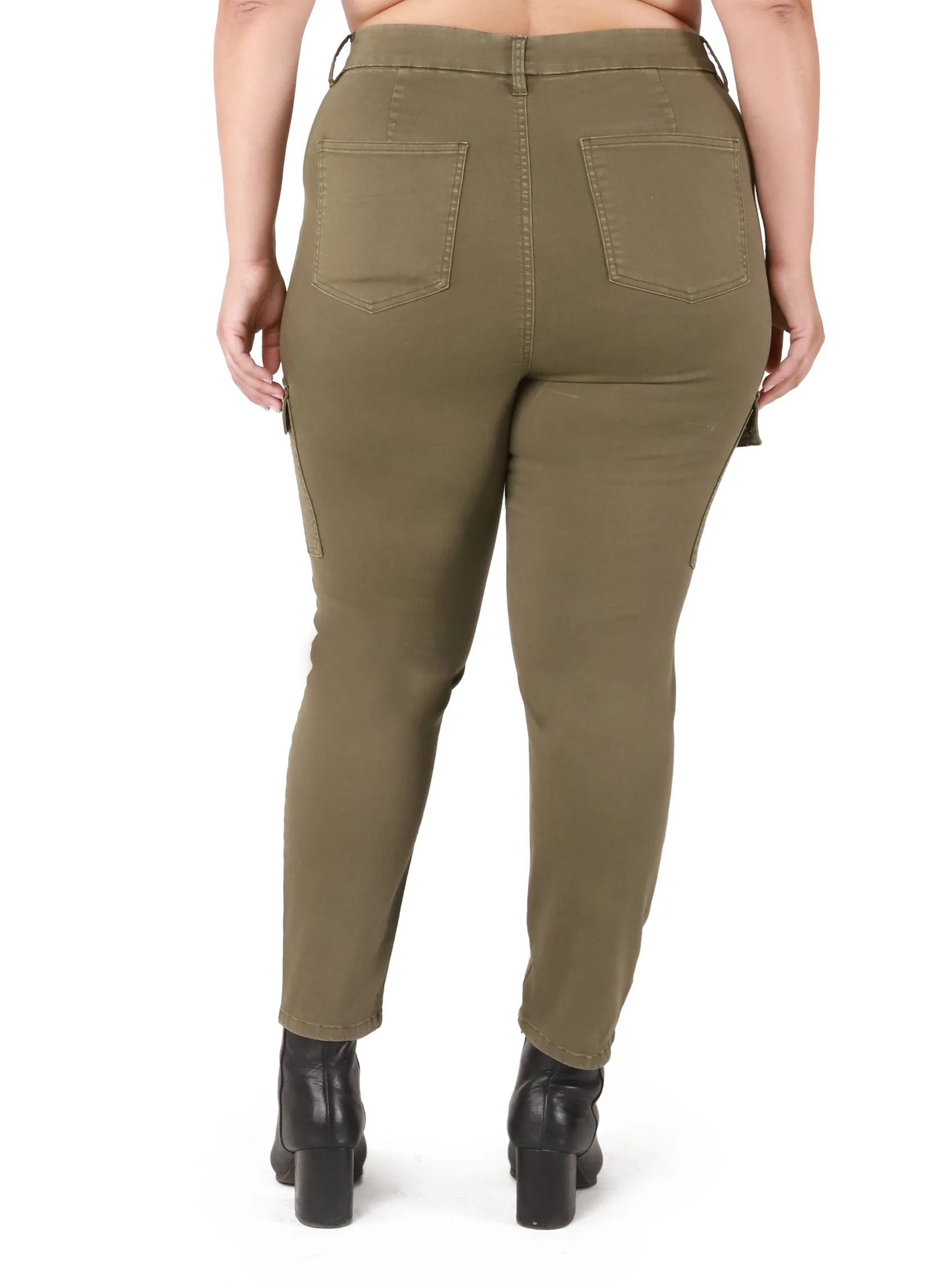 Dex Plus High waist Straight Cargo In Khaki