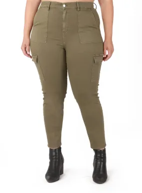 Dex Plus High waist Straight Cargo In Khaki