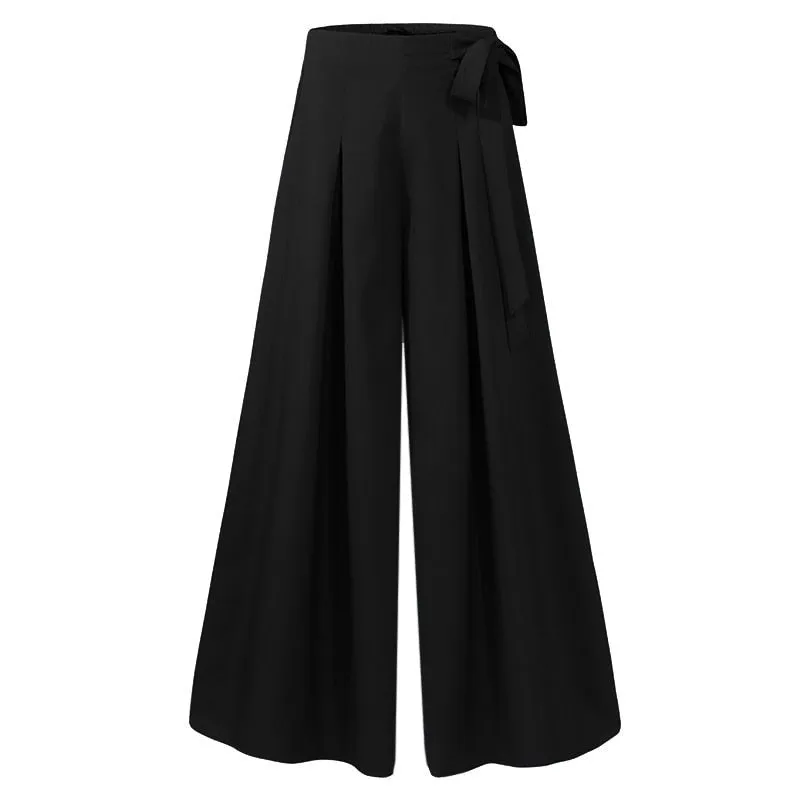 Elegant Wide Leg Pants Women Casual High Waist Pleated