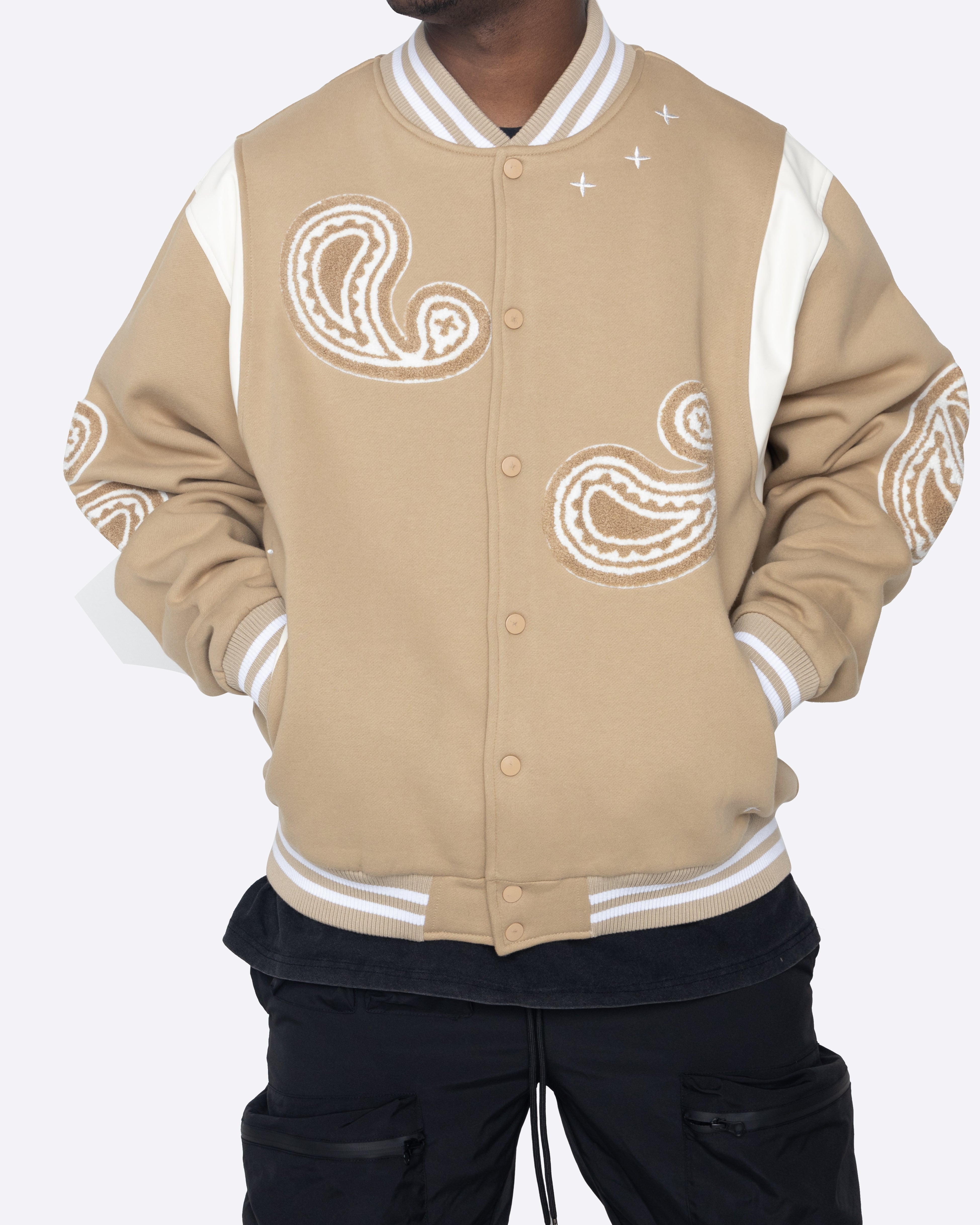 EPTM PAISLEY VARSITY JACKET-KHAKI