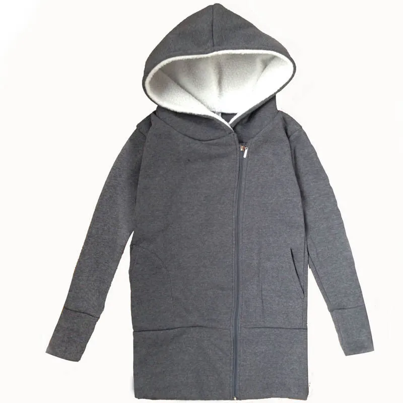 Female Autumn Winter Zip-up Thickening Long Sleeve Plus Size Hoody Coat With Zipper 70095 SM6