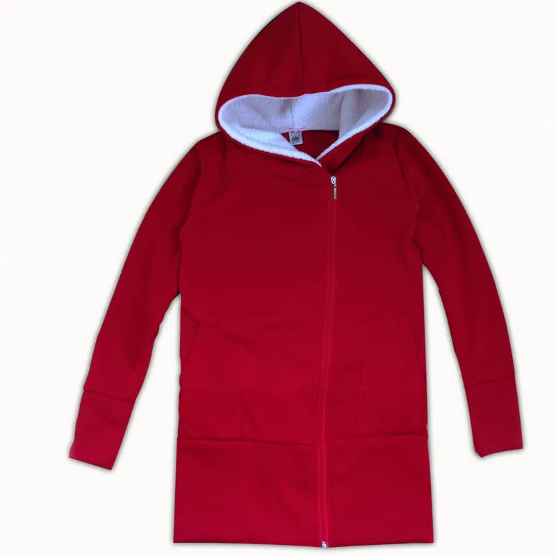 Female Autumn Winter Zip-up Thickening Long Sleeve Plus Size Hoody Coat With Zipper 70095 SM6