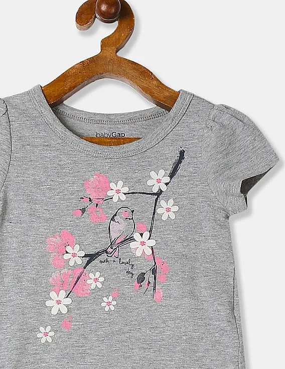 GAP Baby Grey Cherry Blossom Graphic Tee