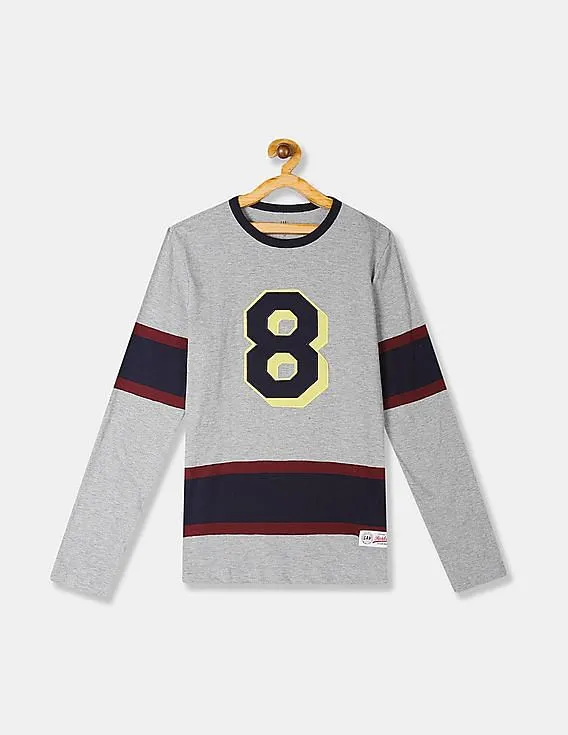 GAP Boys Grey Long Sleeve Football Graphic T-Shirt