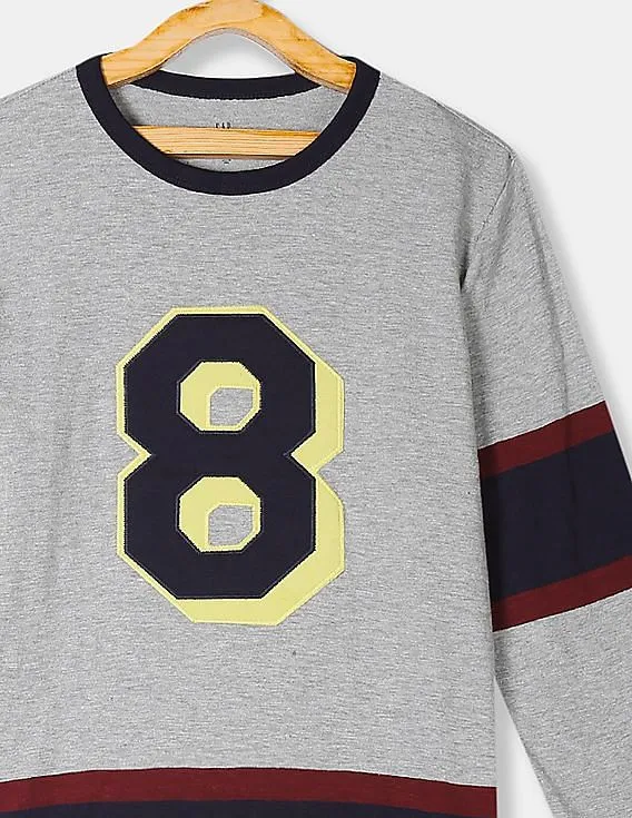 GAP Boys Grey Long Sleeve Football Graphic T-Shirt