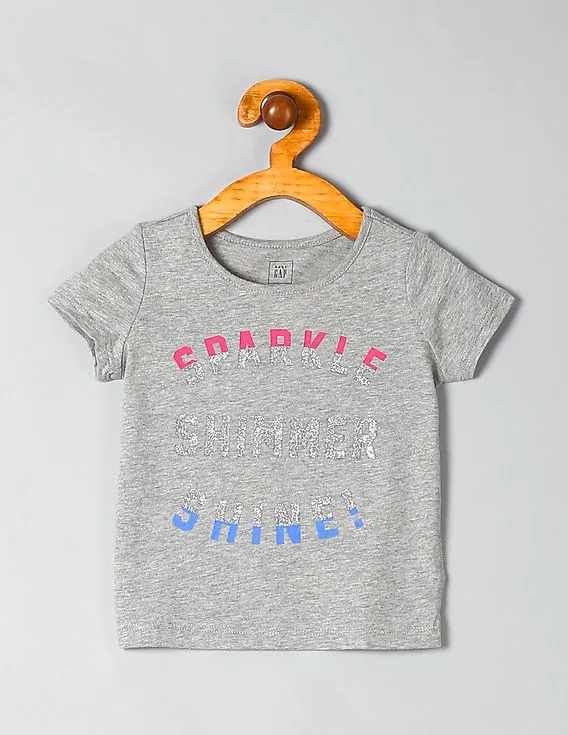 GAP Girls Grey Short Sleeve Graphic Tee