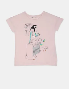 GAP Girls Pink Glitter Genius Graphic Tee