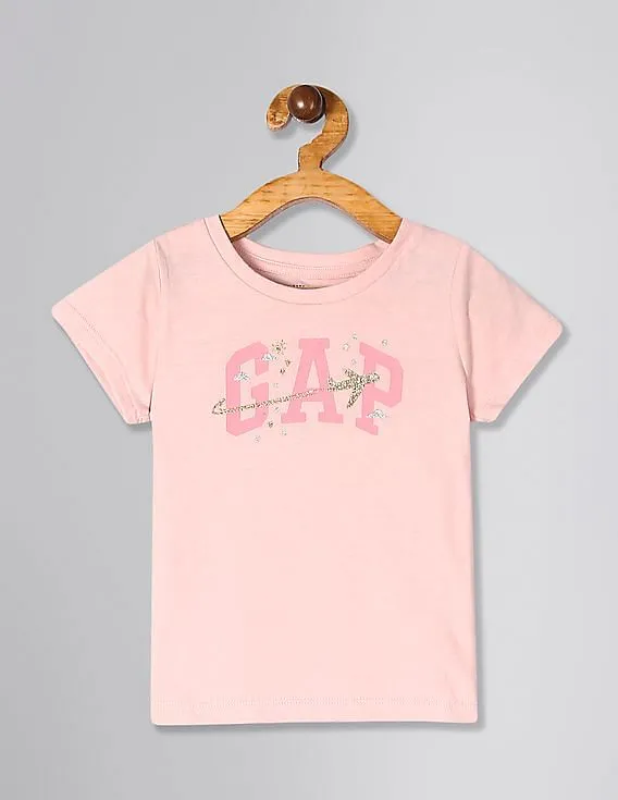 GAP Girls Pink Glitter Graphic T-Shirt