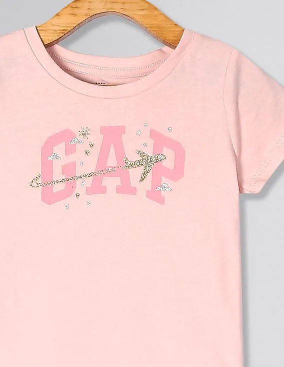 GAP Girls Pink Glitter Graphic T-Shirt