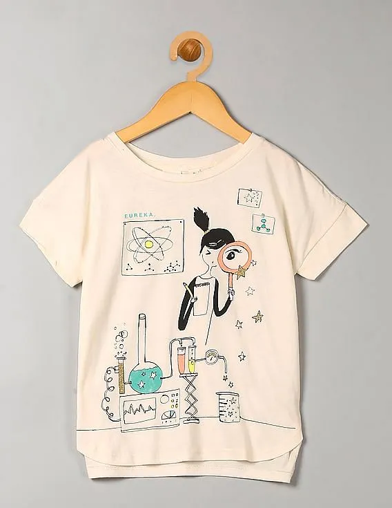 GAP Girls White Glitter Genius Graphic Tee