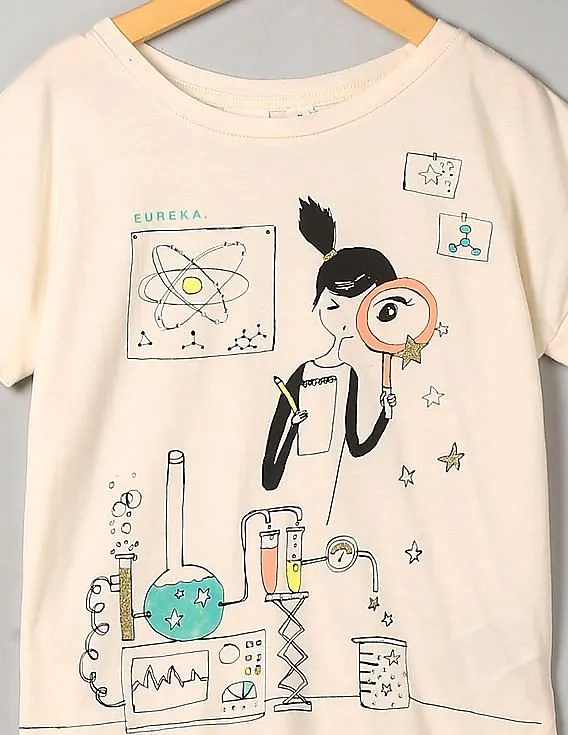 GAP Girls White Glitter Genius Graphic Tee